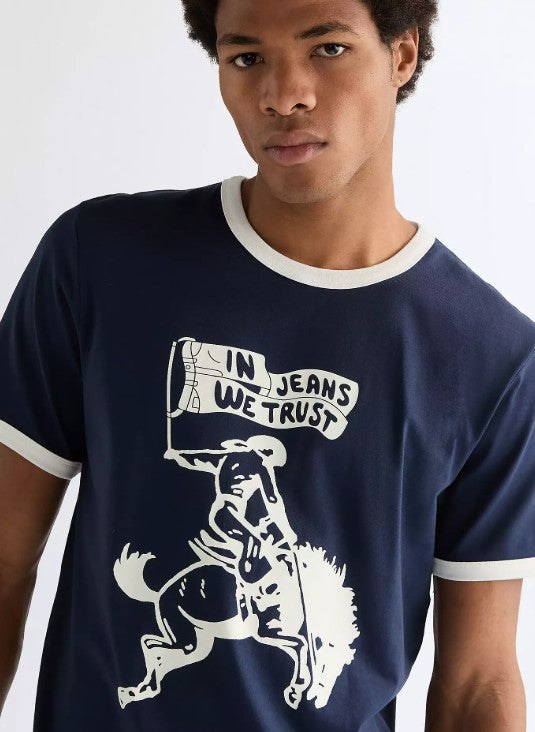 Wrangler Regular Ringer Tee 112378010 in Navy