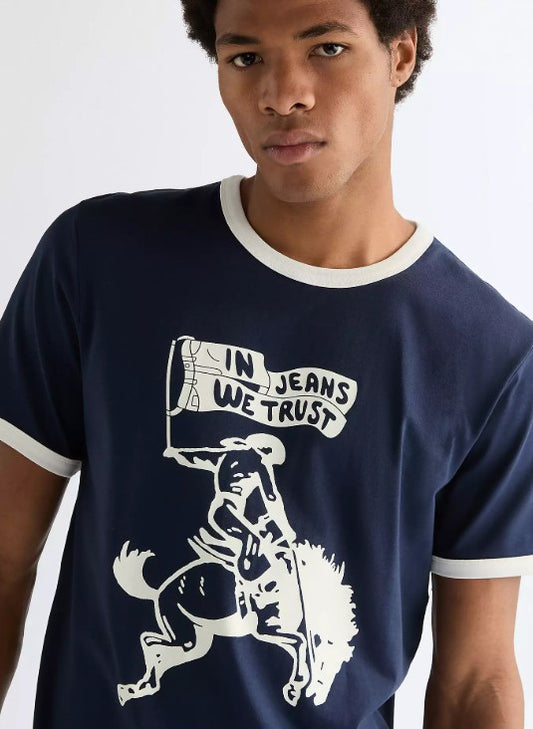 Wrangler Regular Ringer Tee 112378010 in Navy