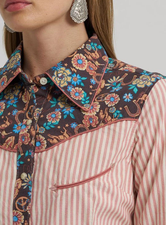 Camicia Denim Wrangler X Lainey Wilson "Stardust" – Donna, 80% Cotone, Chiusura A Scatto, Collezione Speciale