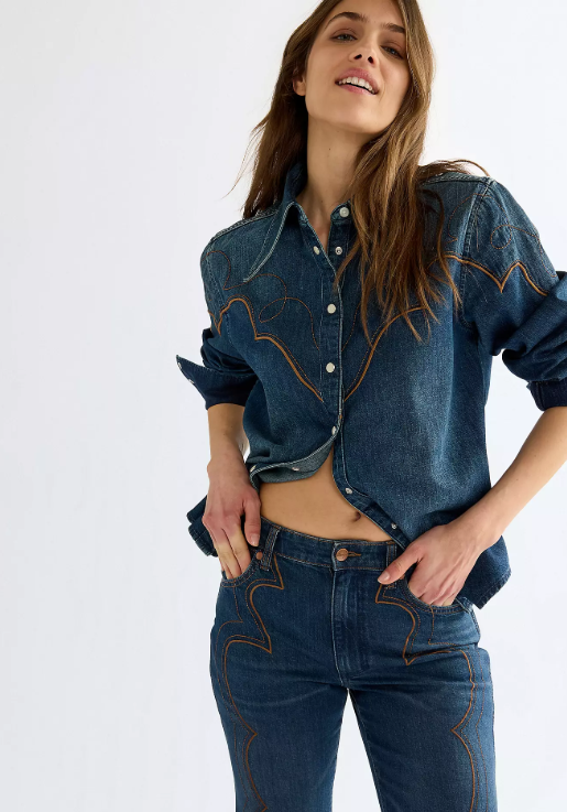 Wrangler 112386772 Regular Western Yoke Shirt in Saloon Shadow