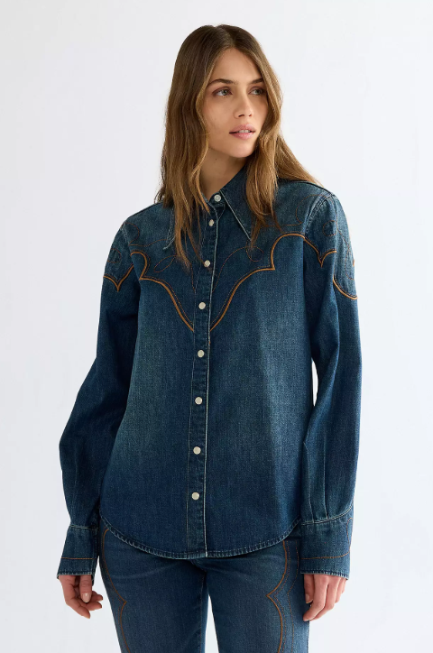 Wrangler 112386772 Regular Western Yoke Shirt in Saloon Shadow