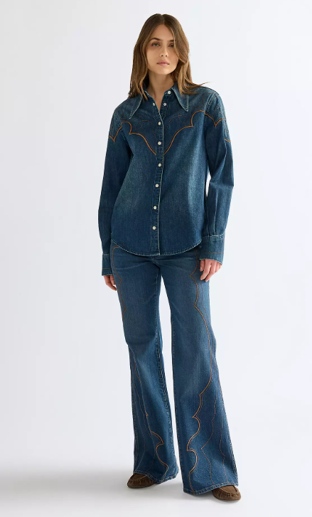 Wrangler 112386772 Regular Western Yoke Shirt in Saloon Shadow