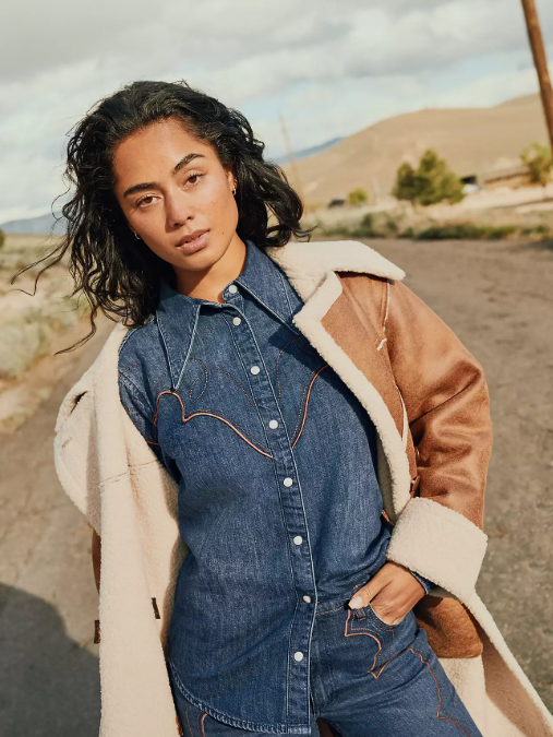 Wrangler 112386772 Regular Western Yoke Shirt in Saloon Shadow