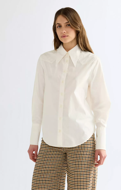 Wrangler 112386780 Regular Drama Collar Shirt in Egret
