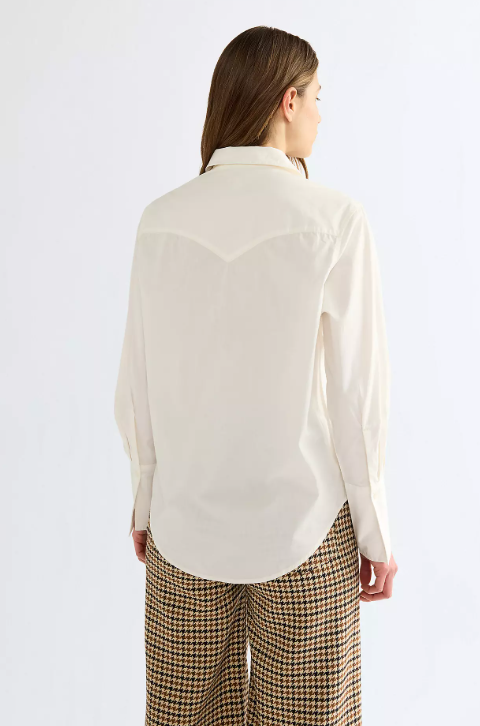 Wrangler 112386780 Regular Drama Collar Shirt in Egret