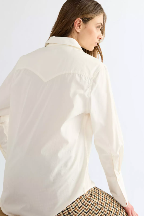Wrangler 112386780 Regular Drama Collar Shirt in Egret