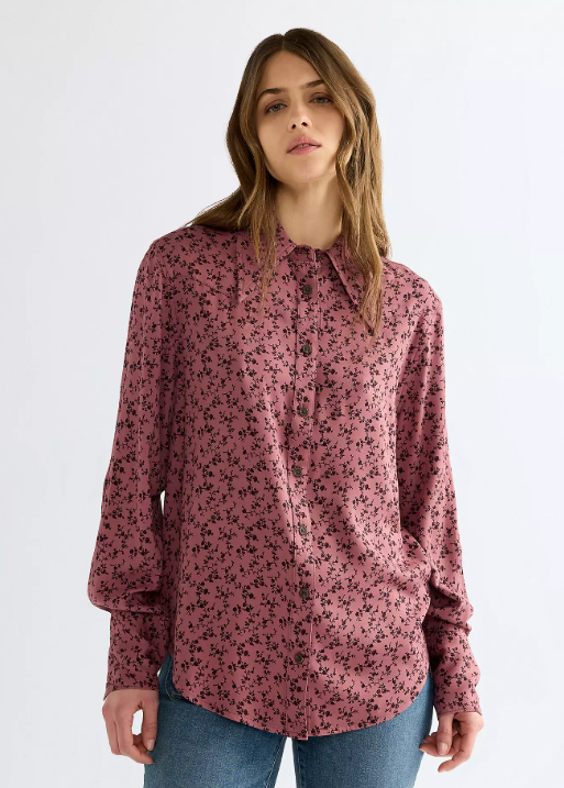 Wrangler 112386786 Regular Drama Collar Shirt in Pink Rose