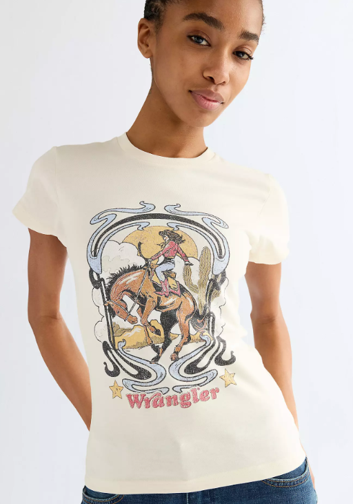 Wrangler 112386832 Slim Shrunken Band Tee in Egret