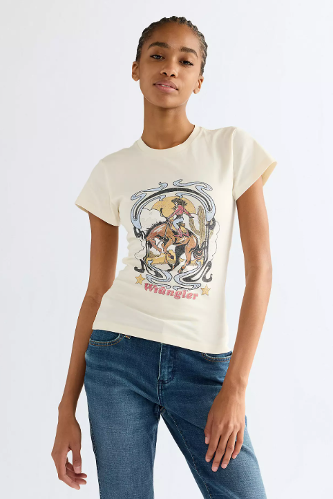 Wrangler 112386832 Slim Shrunken Band Tee in Egret