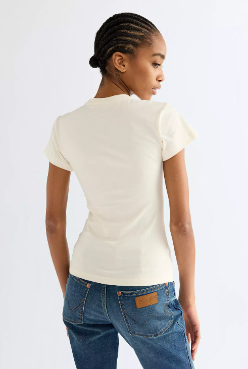 Wrangler 112386832 Slim Shrunken Band Tee in Egret