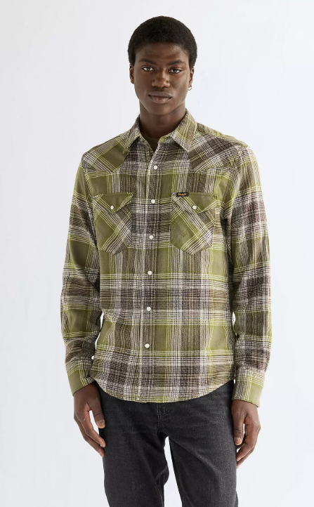 Wrangler 112386904 Western Shirt in Pesto