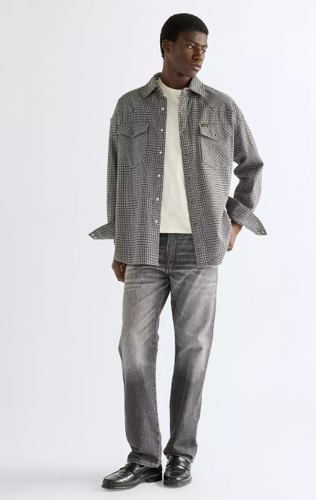 Wrangler 112387000 Oversized Western Shirt in Black Heather