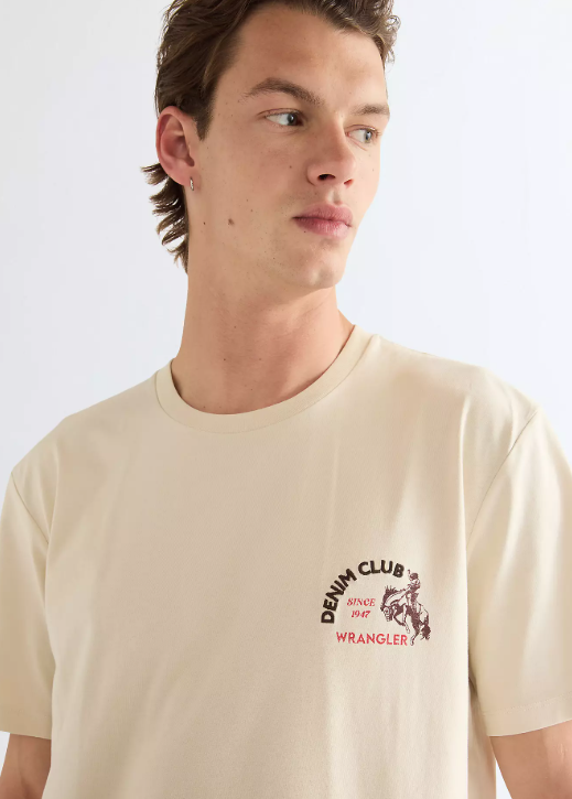 Wrangler 112387030 Regular Small Graphic Tee in Almond Milk