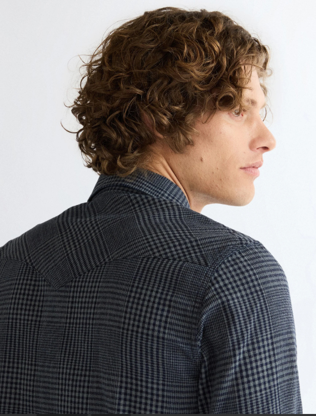 Wrangler 112387073 Western Shirt in Healthered Indigo