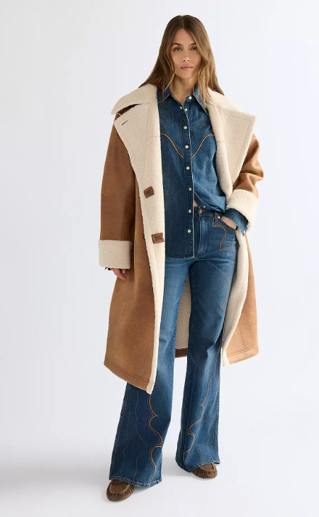 Wrangler 112387286 Relaxed Wrange Coat in Medium Brown