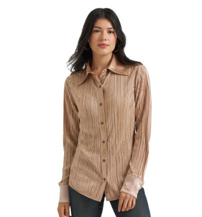 Wrangler 112382814  x Lainey Wilson Rose Gold Western Snap Shirt