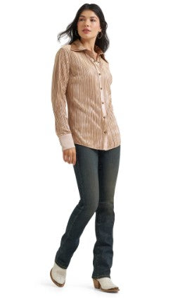 Wrangler 112382814  x Lainey Wilson Rose Gold Western Snap Shirt