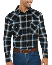 Load image into Gallery viewer, Men&#39;s Ely Cattleman Long Sleeve Flannel Plaid Western Snap Shirt 15201026-99 Black
