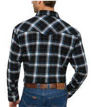 Load image into Gallery viewer, Men&#39;s Ely Cattleman Long Sleeve Flannel Plaid Western Snap Shirt 15201026-99 Black
