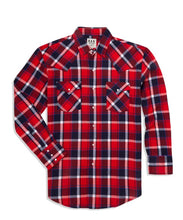 Load image into Gallery viewer, Men&#39;s Ely Cattleman Long Sleeve Flannel Plaid Western Snap Shirt 15201026-99 Red
