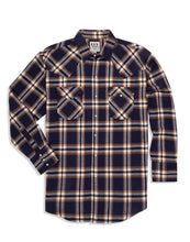 Load image into Gallery viewer, Men&#39;s Ely Cattleman Long Sleeve Brawny Flannel Western Snap Shirt 15201027-99 Navy
