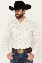 Load image into Gallery viewer, Men&#39;s Ely Cattleman Long Sleeve All Over Southwestern Print Western Snap Shirt - Cream 152027089
