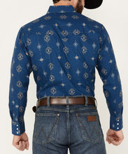 Load image into Gallery viewer, Men&#39;s Ely Cattleman Long Sleeve All Over Southwestern Print Western Snap Shirt - Blue 152027089
