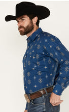 Load image into Gallery viewer, Men&#39;s Ely Cattleman Long Sleeve All Over Southwestern Print Western Snap Shirt - Blue 152027089
