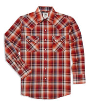 Load image into Gallery viewer, Men&#39;s Ely Cattleman Long Sleeve Ombre Plaid Western Snap Shirt- Rust 152029232
