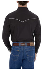 Load image into Gallery viewer, Men&#39;s Ely Cattleman Long Sleeve Western Snap Shirt with Contrast Piping 15202980-BLACK W/WHITE PIPE-S
