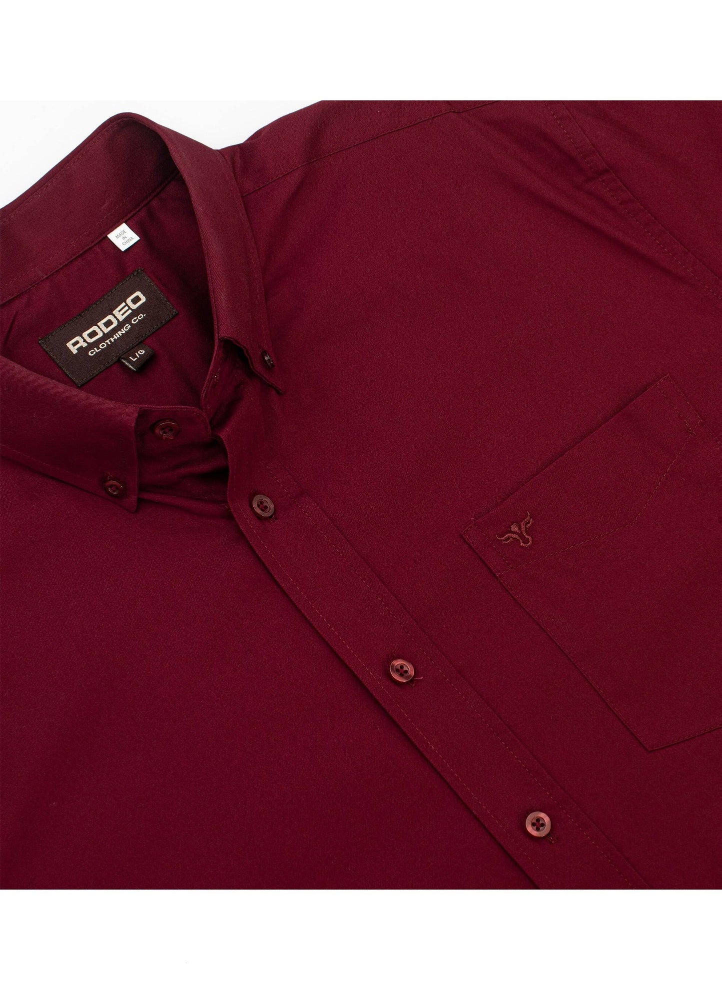 Rodeo Clothing AC110L-Burgundy Men’s Solid Western 100% Cotton Twill Button Down Shirt