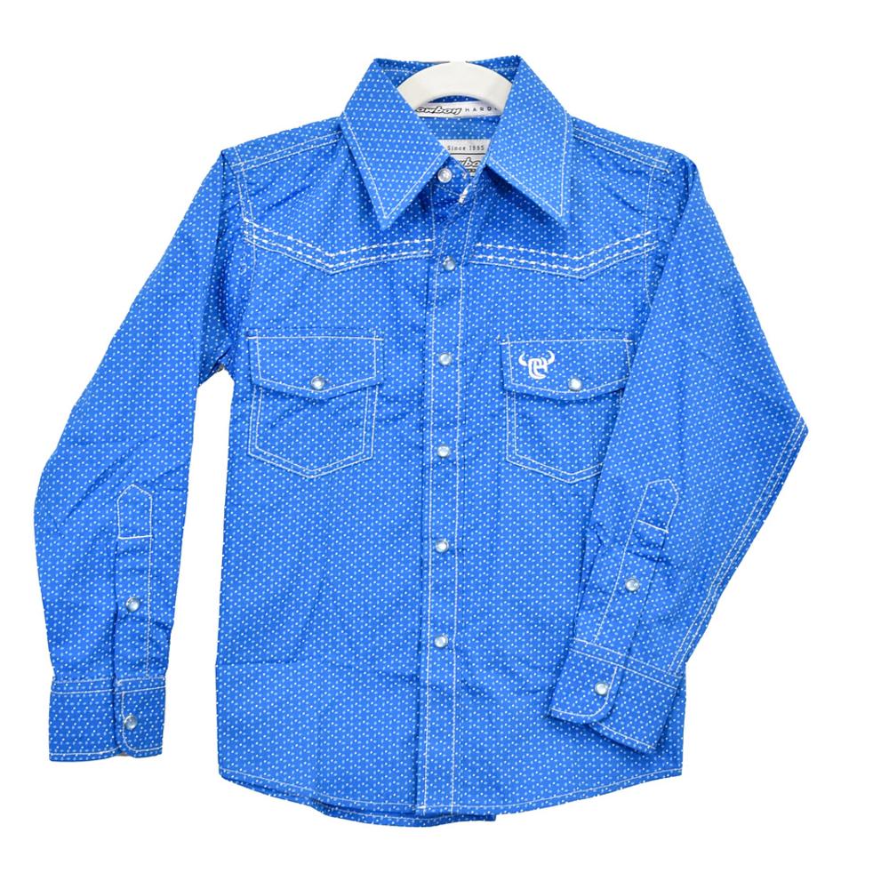 Cowboy Hardware Boys Diamond Plate Print in Blue Shirt 325509-400K
