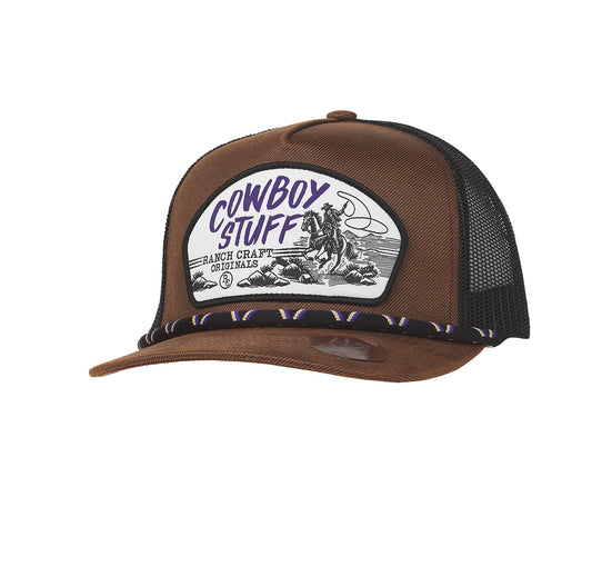 M&F 191002702 Ranch Craft Originals Mens Snap Back Cap Cowboy Stuff Brown