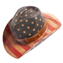 Load image into Gallery viewer, American Hat Maker Americana - Straw Cowboy Hat in Red/Blue
