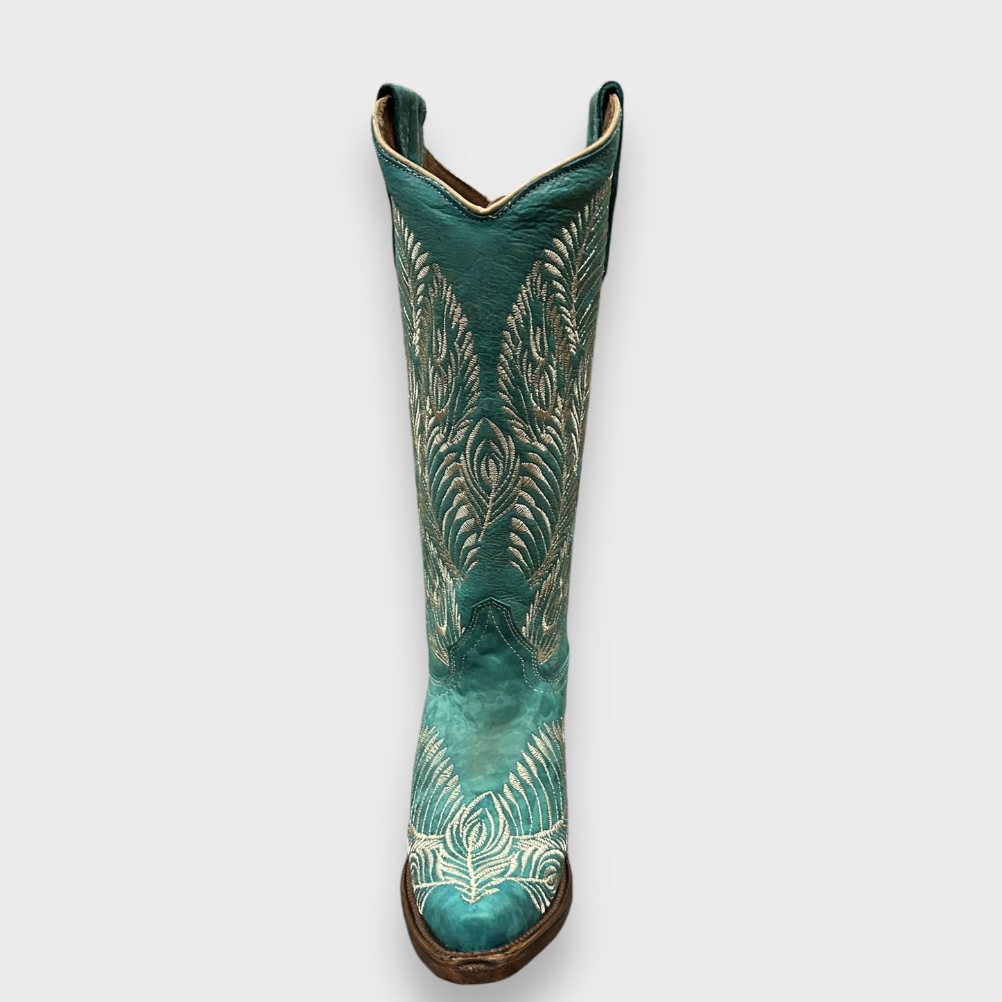 Circle G by Corral Ladies Western Turquoise Feather Embroidery Snip Toe Cowboy Boots L5789