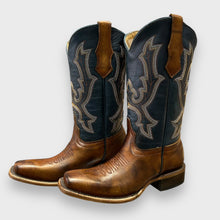 Load image into Gallery viewer, Corral Teens T0190 Teens Honey-Navy Blue Square Toe Western Boots
