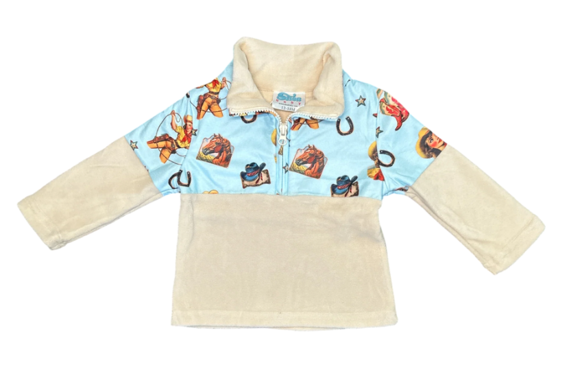 Blue Vintage Cowgirl Fleece Zip Up SBZU28