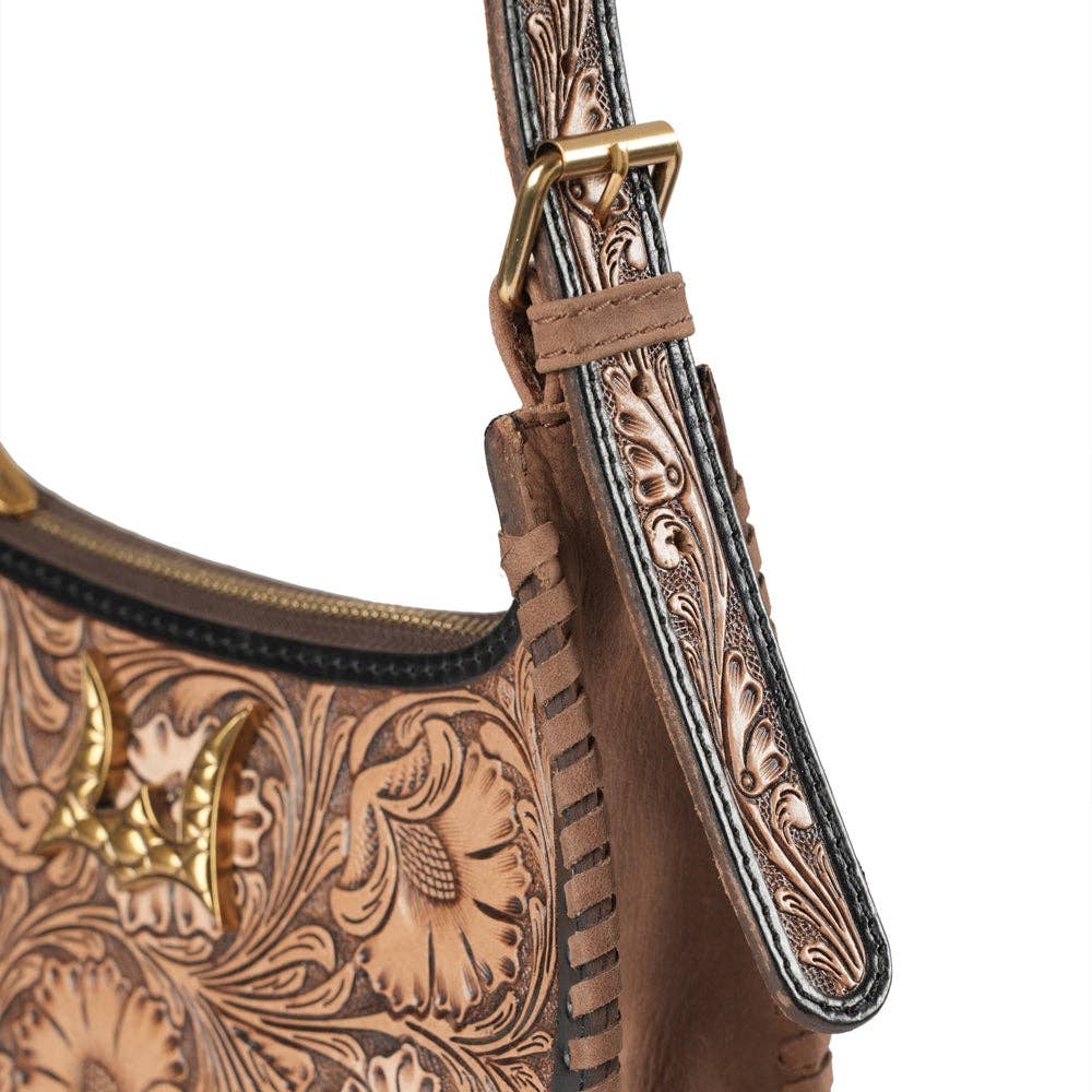 Myra Loyal West LW-SS26-611 Dannia Medium Purse in Distressed Black/Brown