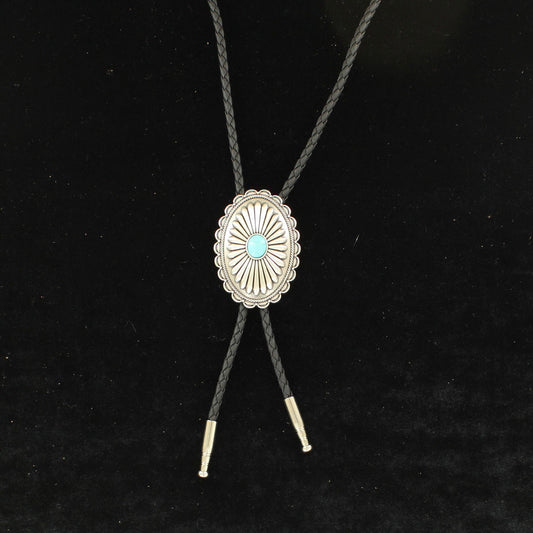 M&F Concho with Turquoise Stone Bolo Tie 22107