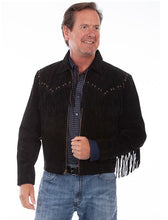 Load image into Gallery viewer, Scully 221 Boar Suede Mens Texan Fringe Jacket in Black
