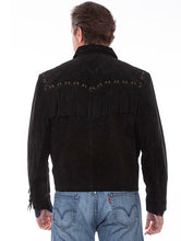 Load image into Gallery viewer, Scully 221 Boar Suede Mens Texan Fringe Jacket in Black
