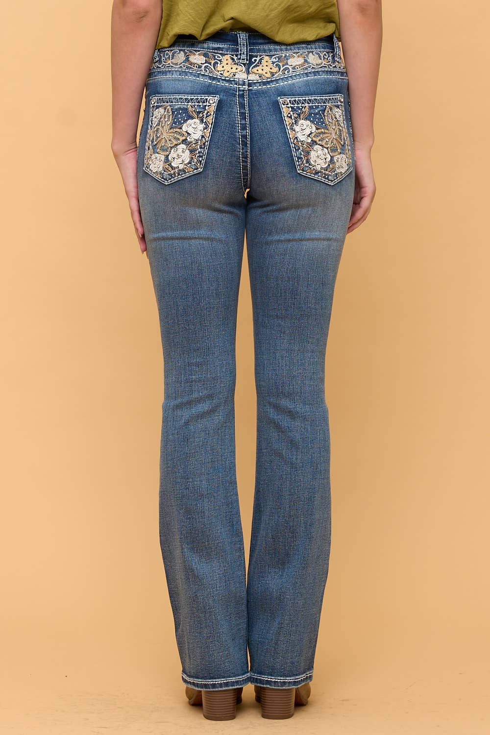 Westfield Eagle WT-792 Bootcut Stretchy Bling Jeans in Sand Wash
