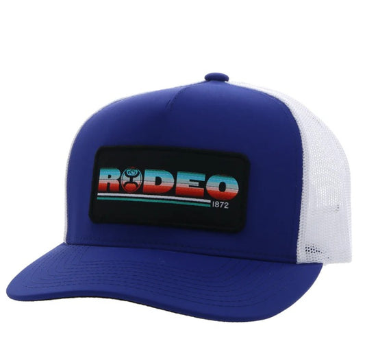 Hooey "Rodeo" Hat Blue/White Hat w /Serape Rectangle Patch 2353T-BLWH