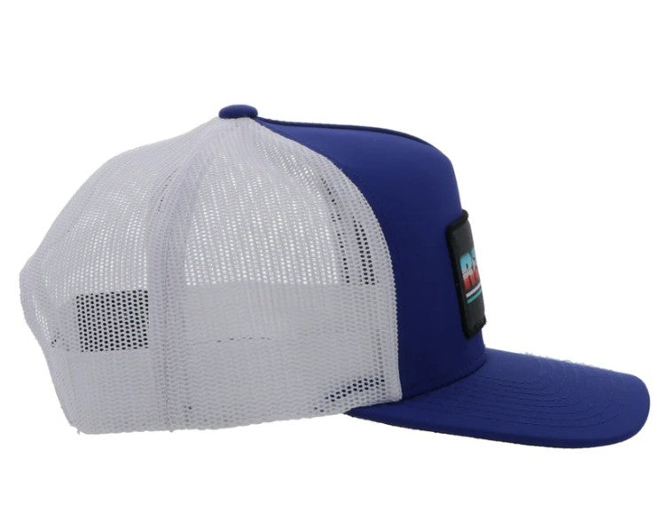 Hooey "Rodeo" Hat Blue/White Hat w /Serape Rectangle Patch 2353T-BLWH