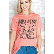 Load image into Gallery viewer, Amused By Blue Wild West Tee in Mineral Wash Coral MD6386
