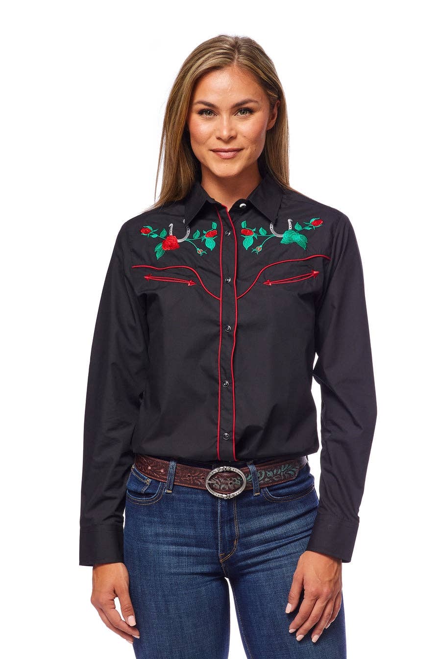 Women's Embroidered Western Inspired Snap Shirt LS500-510