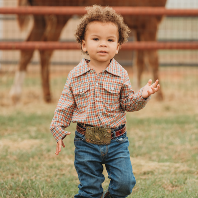 Plaid Long Sleeve Pearl Snap Shirt in Red/Blue BPL01