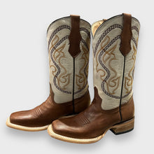 Load image into Gallery viewer, Corral Teens J7100 Handcrafted Brown/Beige Narrow Square Toe Cowboy Boots
