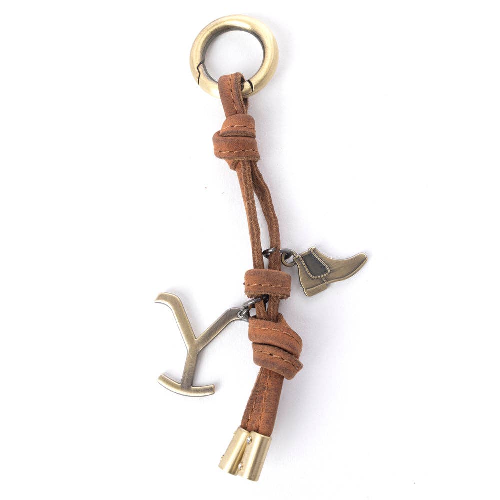 Myra Yellowstone Longhorn Leather Key Fob Variant in Brown