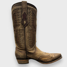 Load image into Gallery viewer, C3952 Mens Distressed Tan Eagle And Embroidered Snip Toe Casual Boots Mid Calf in Brown
